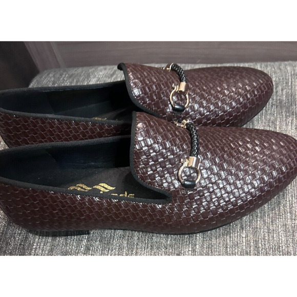 Harpelunde Men Handmade Dress Shoes Buckle Strap Woven Leather Loafers 8.5 main image 4
